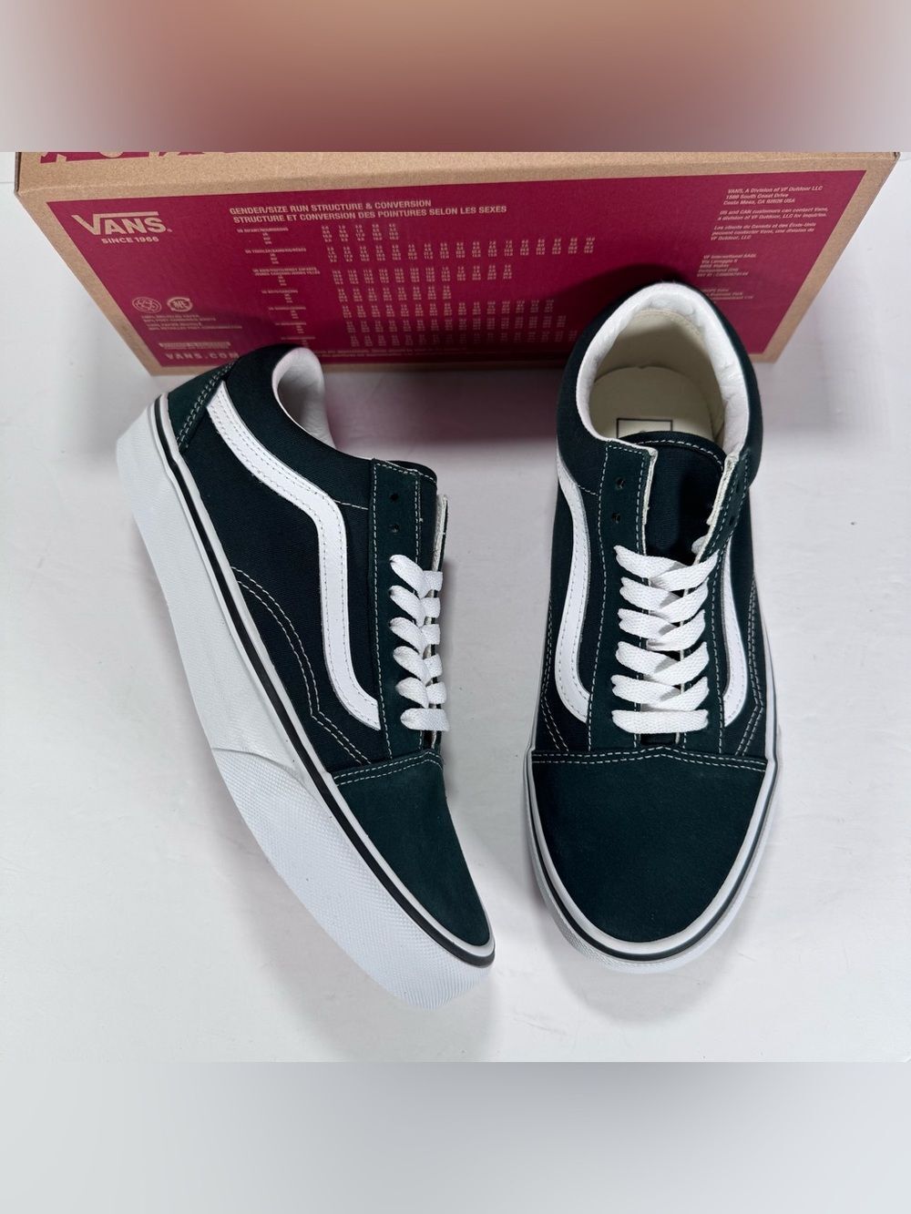 Vans Old Skool Color Theory Scarab Dark Green White Sneakers Women 8.5 Men 7